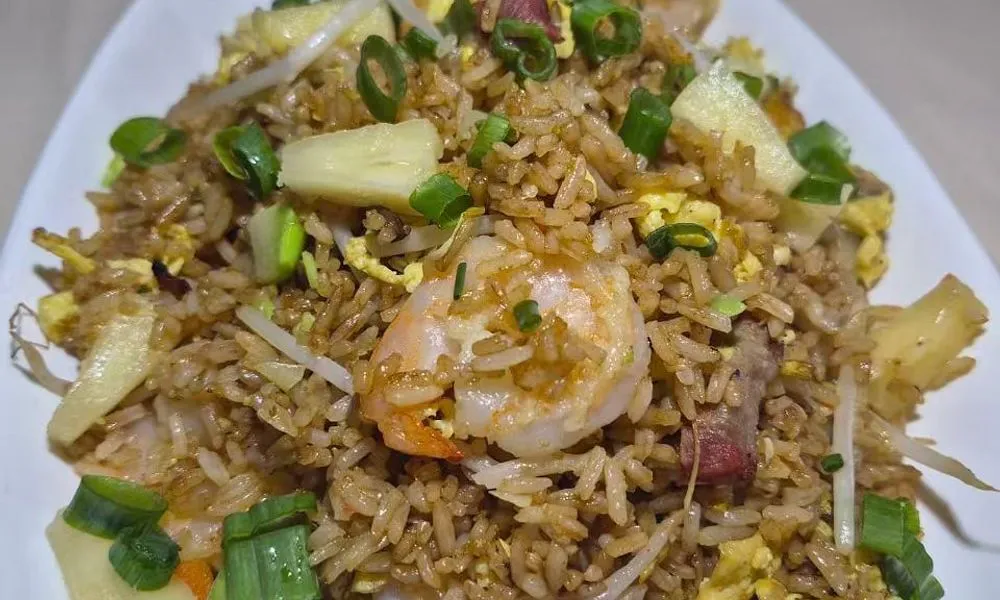 Fried Rice A savory fried rice dish with shrimp, eggs, vegetables at Bamboo Cafe, a Chinese Restaurant restaurant in Glendale